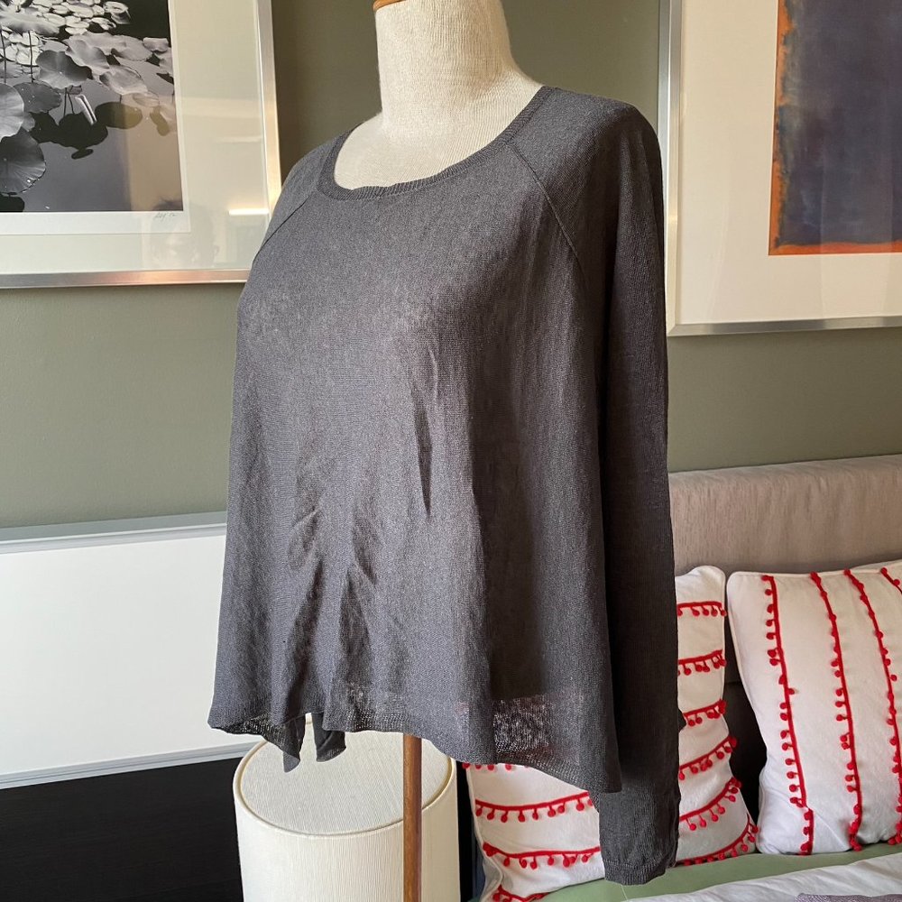 * Eileen Fisher Organic Linen and Nylon Tent Asymmetrical Blouse XS      - U1548